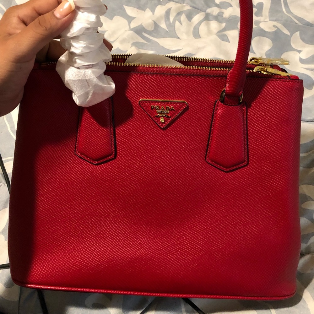 Red beautiful leather Prada bag